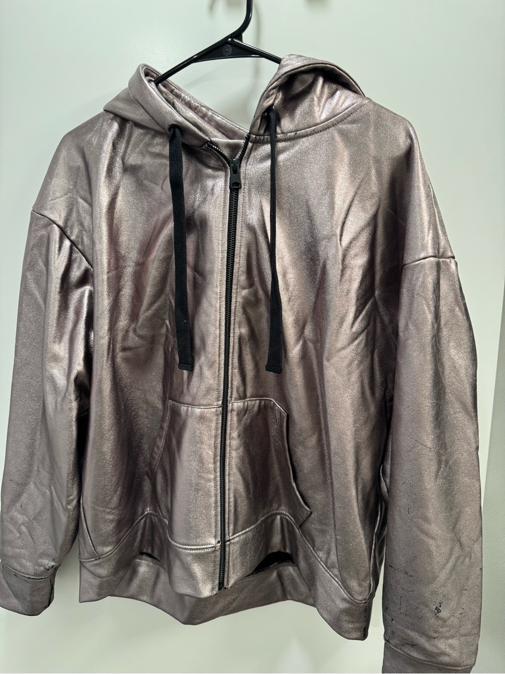 AllSaints x ASOS exclusive Chlo coated zip through hoodie in gunmetal